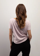 Chandail en bambou pour femme, coupe ample col large, éco-responsable fait au Québec, vêtement de détente, méditation et yoga