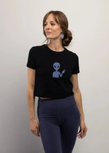 T-shirt crop top pour femme Extraterrestre, éco-responsable et fait au Canada: Vêtement de sport et yoga pour starseed humain alien