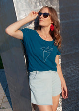 Chandail éco-responsable pour femme, fait au Québec, vêtement mode style urbain: symbole art, géométrie sacrée avec triangle d'or