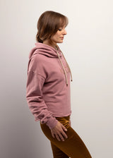Crop hoodie ample pour femme, vêtement de détente et yoga éco-responsable et fait au Québec: Logo Kunda pour l'éveil de la kundalini
