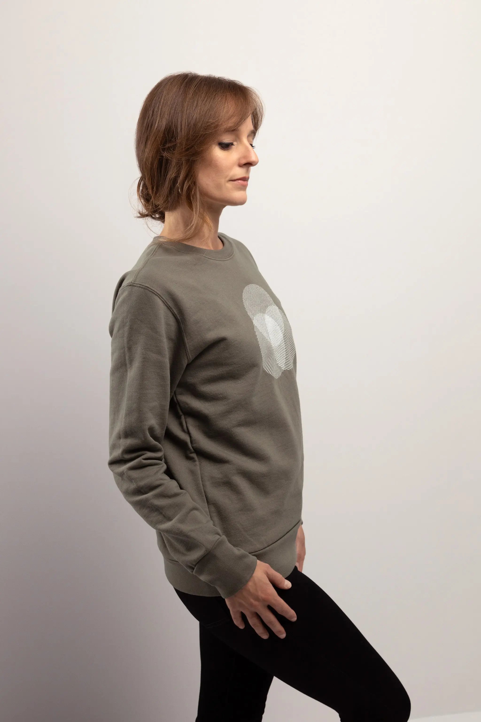 Crewneck éco responsable unisexe fait au Canada, avec symbole de géométrie sacré Trinité mystique