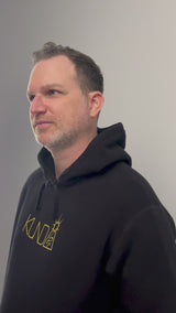 Hoodie homme marque écologique vêtements éco-responsables faits au Canada, logo kunda