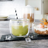 Tasse en verre à double paroi Zwilling avec matcha et paille écologique