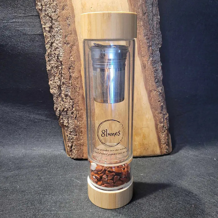 Bouteille pour tisane en verre avec pierres 8lunes