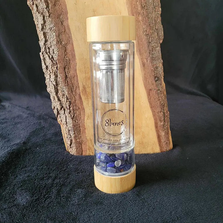 Bouteille pour tisane en verre avec pierres 8lunes