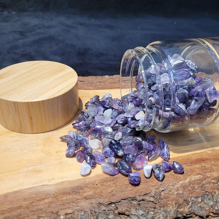 Bouteille pour tisane en verre avec pierres 8lunes