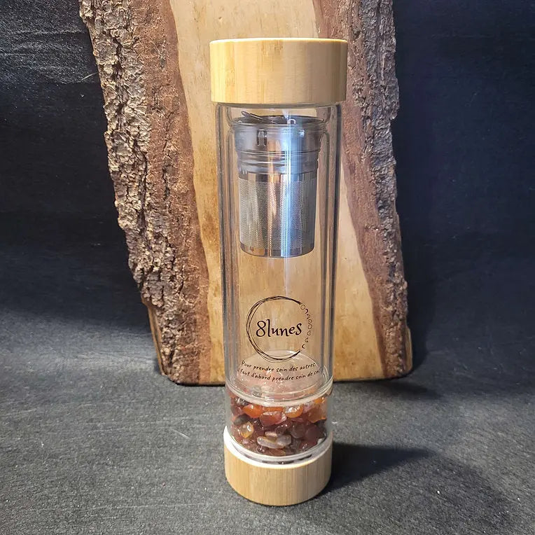 Bouteille pour tisane en verre avec pierres 8lunes