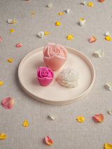Ensemble Bougie naturelle fleur du jardin sur plateau assorti