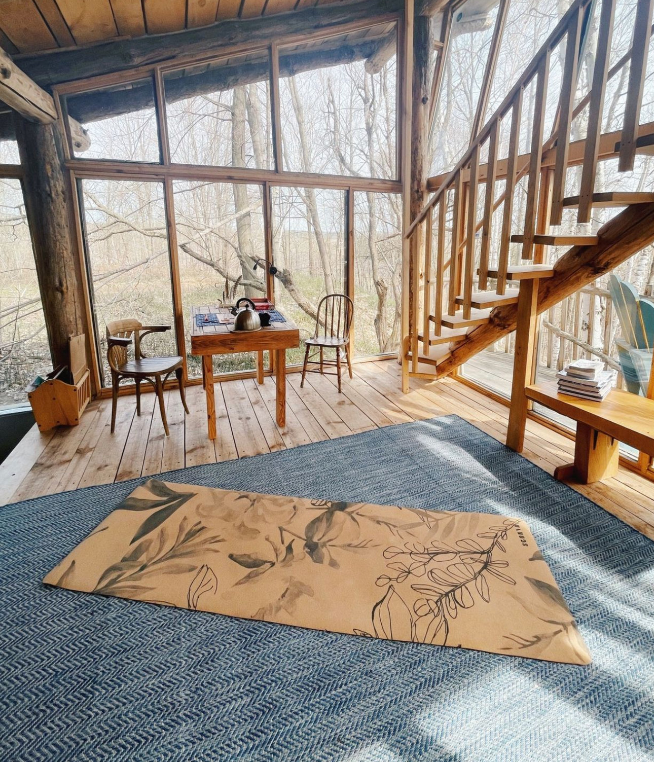 Tapis de yoga en liège Blossom
