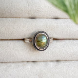 Bague en argent MORGANE | avec labradorite