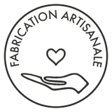 Logo certification fabrication artisanale, fait à la main avec amour, noir