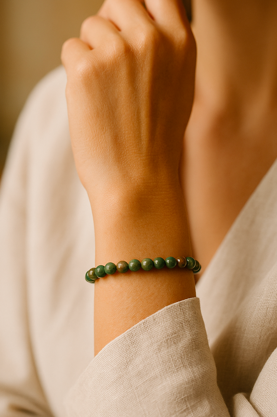 Bracelet pour femme en pierres fines jaspe impérial 6mm, vert