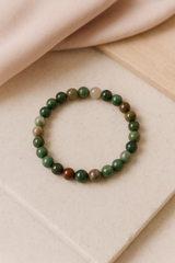 Bracelet pour femme en pierres Jaspe impérial 6mm, vert, blanc et brun, photo produit