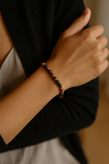 Bracelet pour femme en pierres Rhodonite 6mm, rose et noir