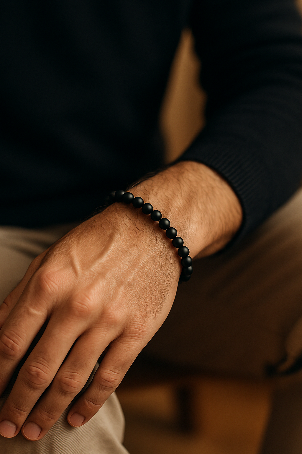 Bracelet pour homme en shungite 6mm, noir