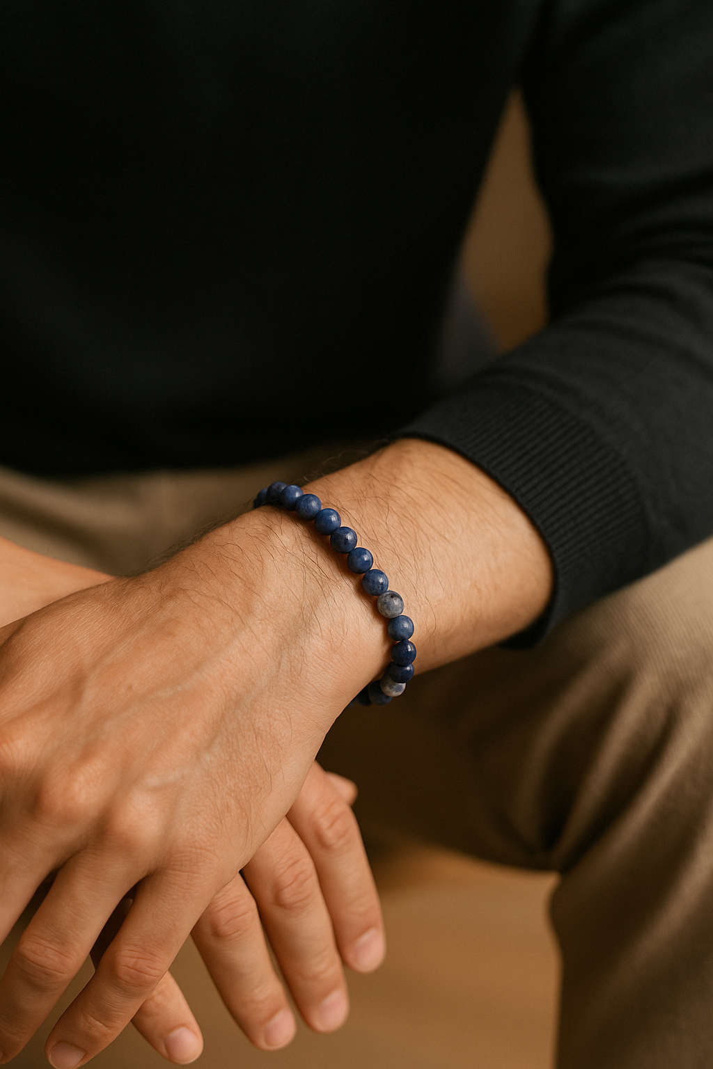 Bracelet bleu pour homme en pierres sodalite 6mm