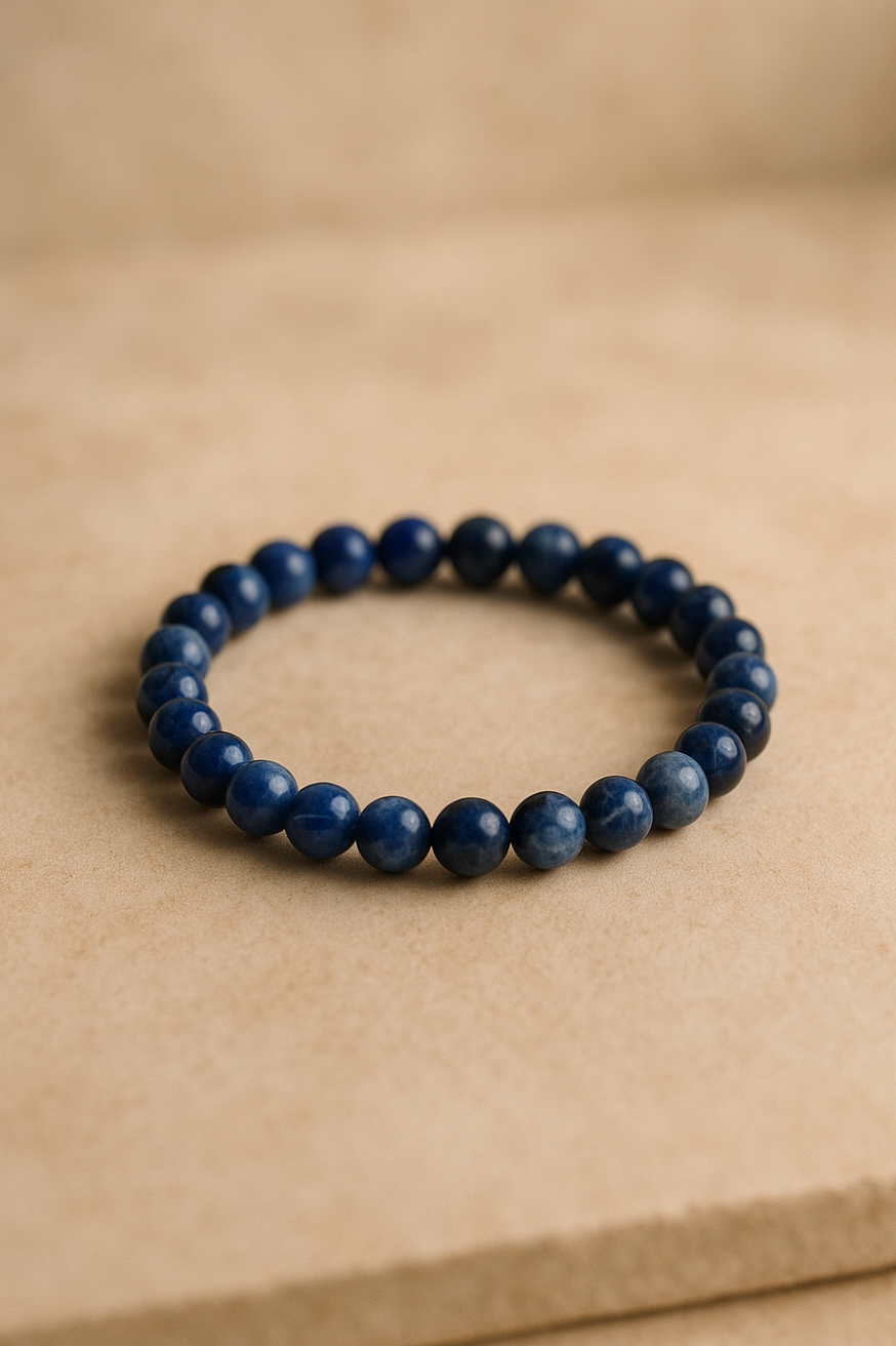 Bracelet pour homme en pierres semi-précieuses bleues sodalite 6mm