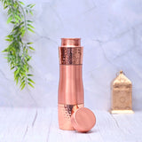 Bouteille d'eau en cuivre ayurvedique artisanale semi-matrelé, design contemporain élégant