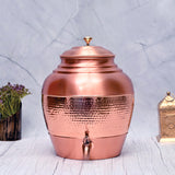 Distributeur à eau Matka en cuivre ayurvédique rond traditionnel contemporain 10 L
