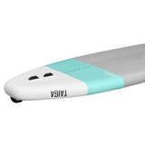 Détail du dessous de la planche Awen 10'0'' Taiga Board, couleur turquoise