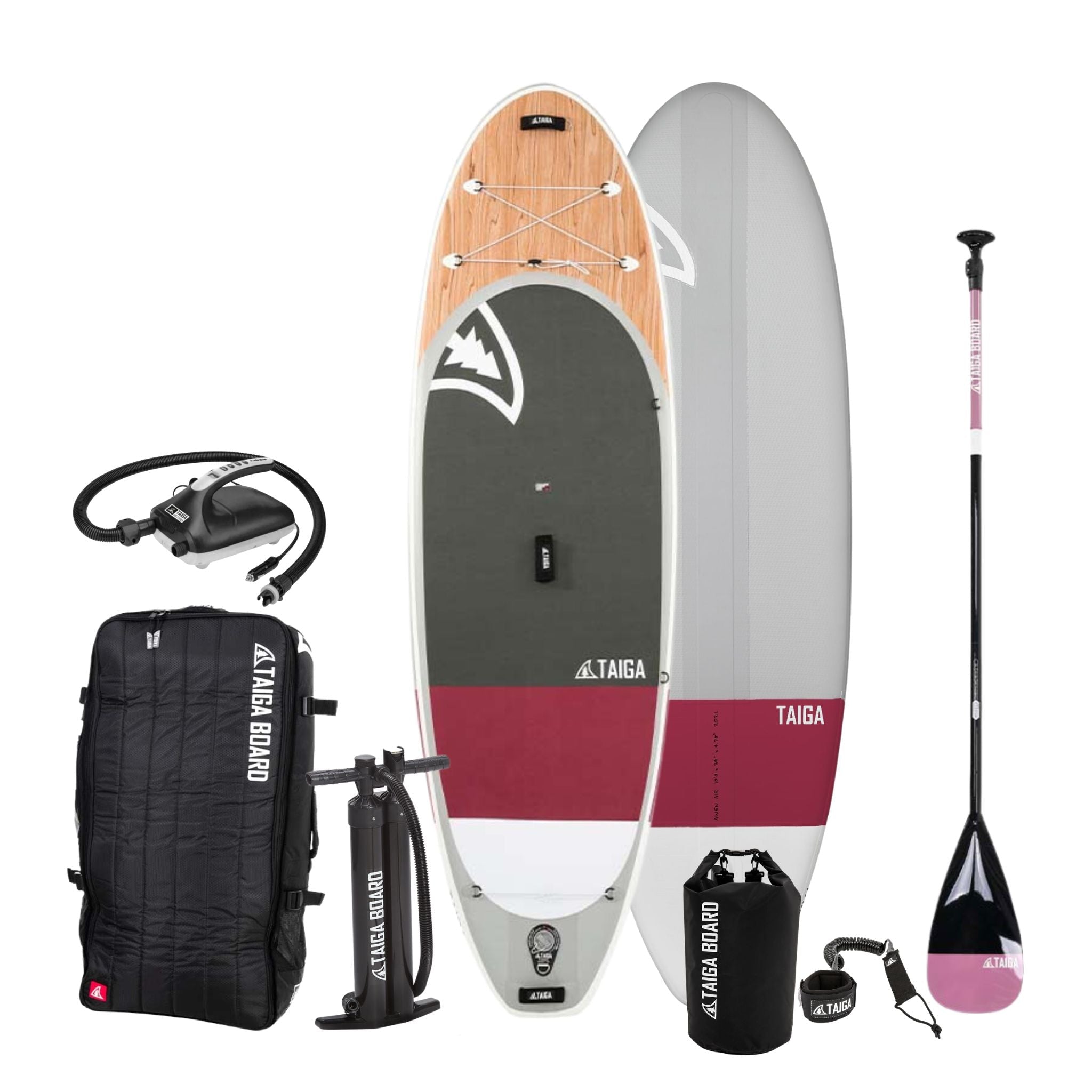 Planche SUP gonflable Awen 10'0'' Taiga Board, kit deluxe complet, couleur bourgogne